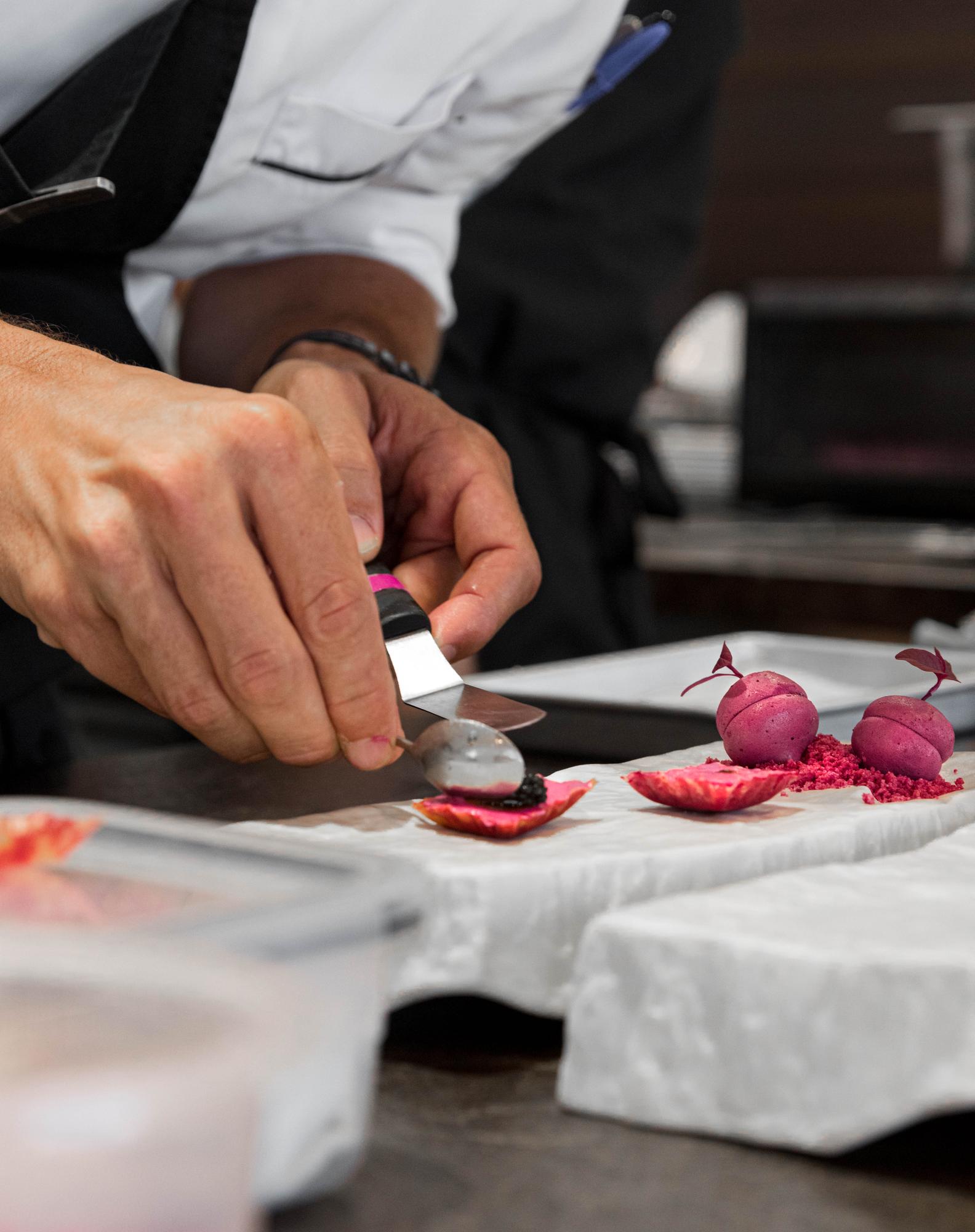 Instructor demonstrating knife technique